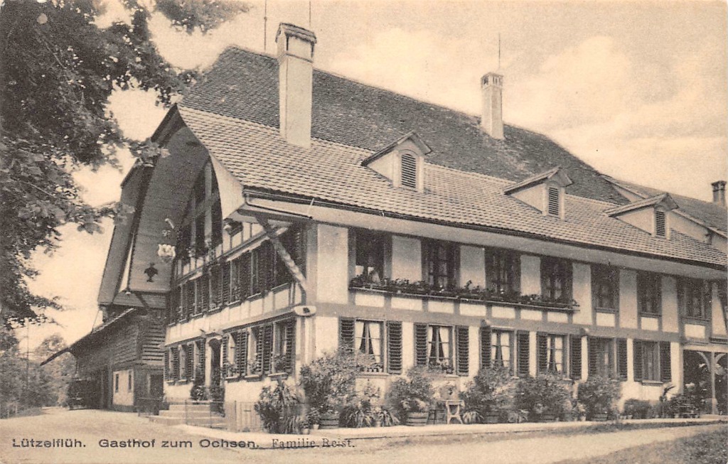 Historische Postkarte Gasthof zum Ochsen Familie Reist